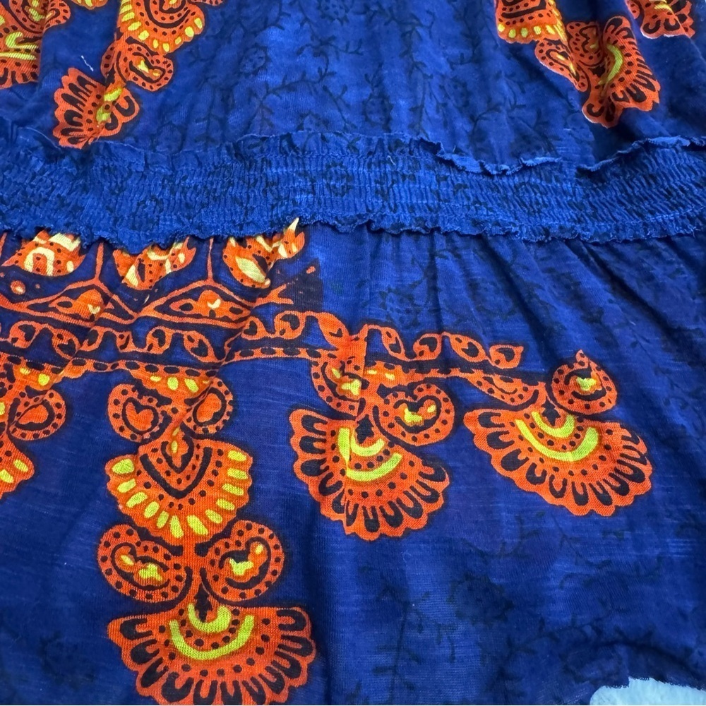 Free People Blue and Orange Print Top Tank Dress
Size SM Embroidery Swim Cover - Picture 8 of 14